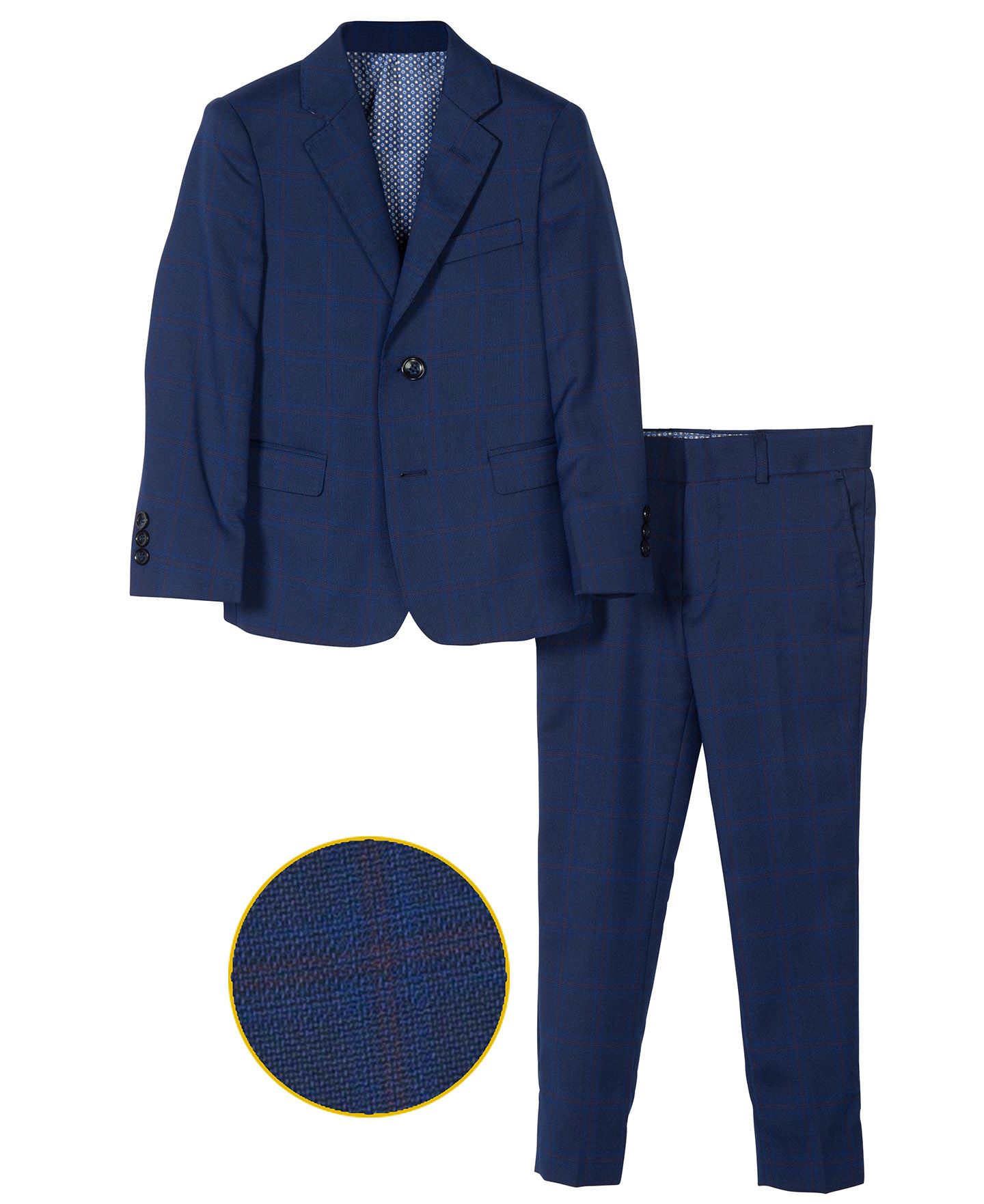 T.O. Boys Classic Fit Blue Plaid Design Suit 7772-2C - Boytique
