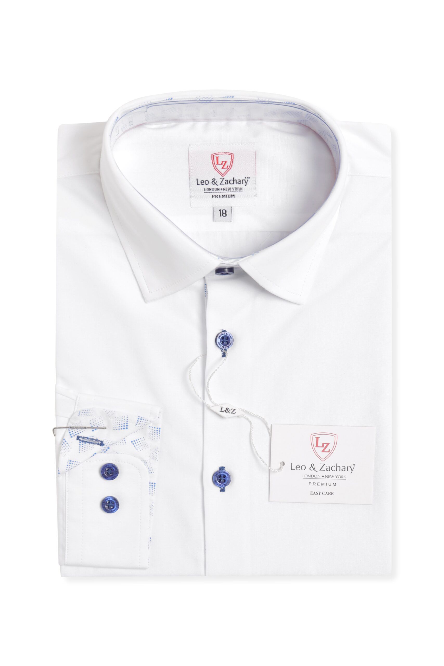 Leo & Zachary 33176 Boy's Dress Shirt- Blue- Plaid main image 0