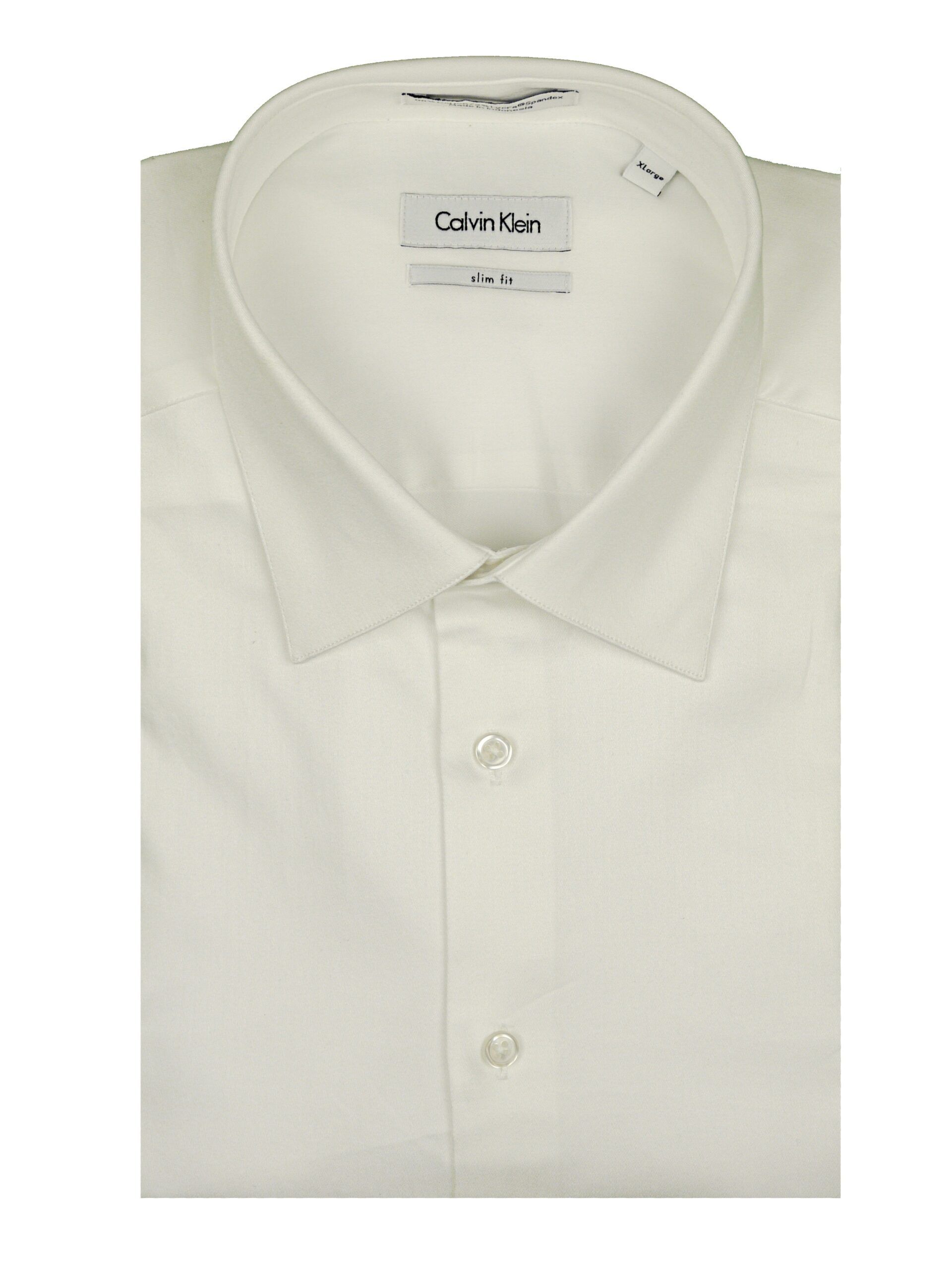 Calvin Klein Mens Slim Fit Long Sleeve Solid White Dress Shirt white s