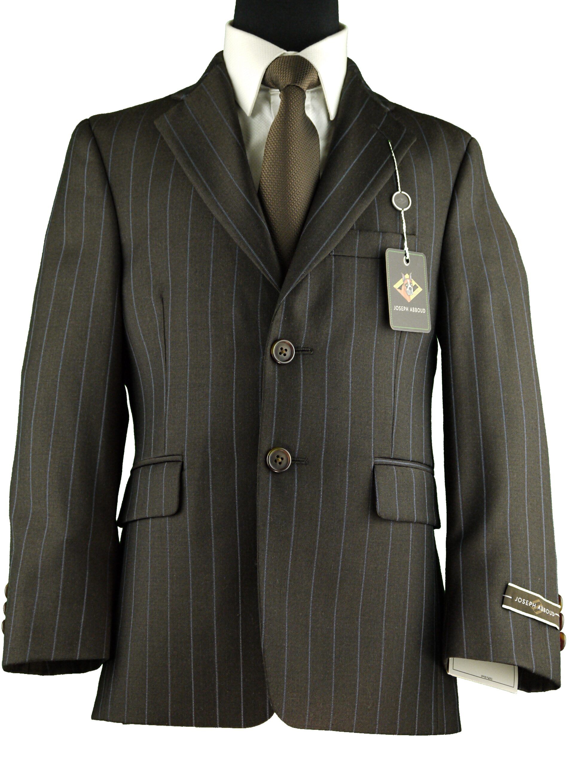 JOSEPH ABBOUD Boys Classic Fit 100 Wool Brown Pinstripe Suit 0279 brown 10