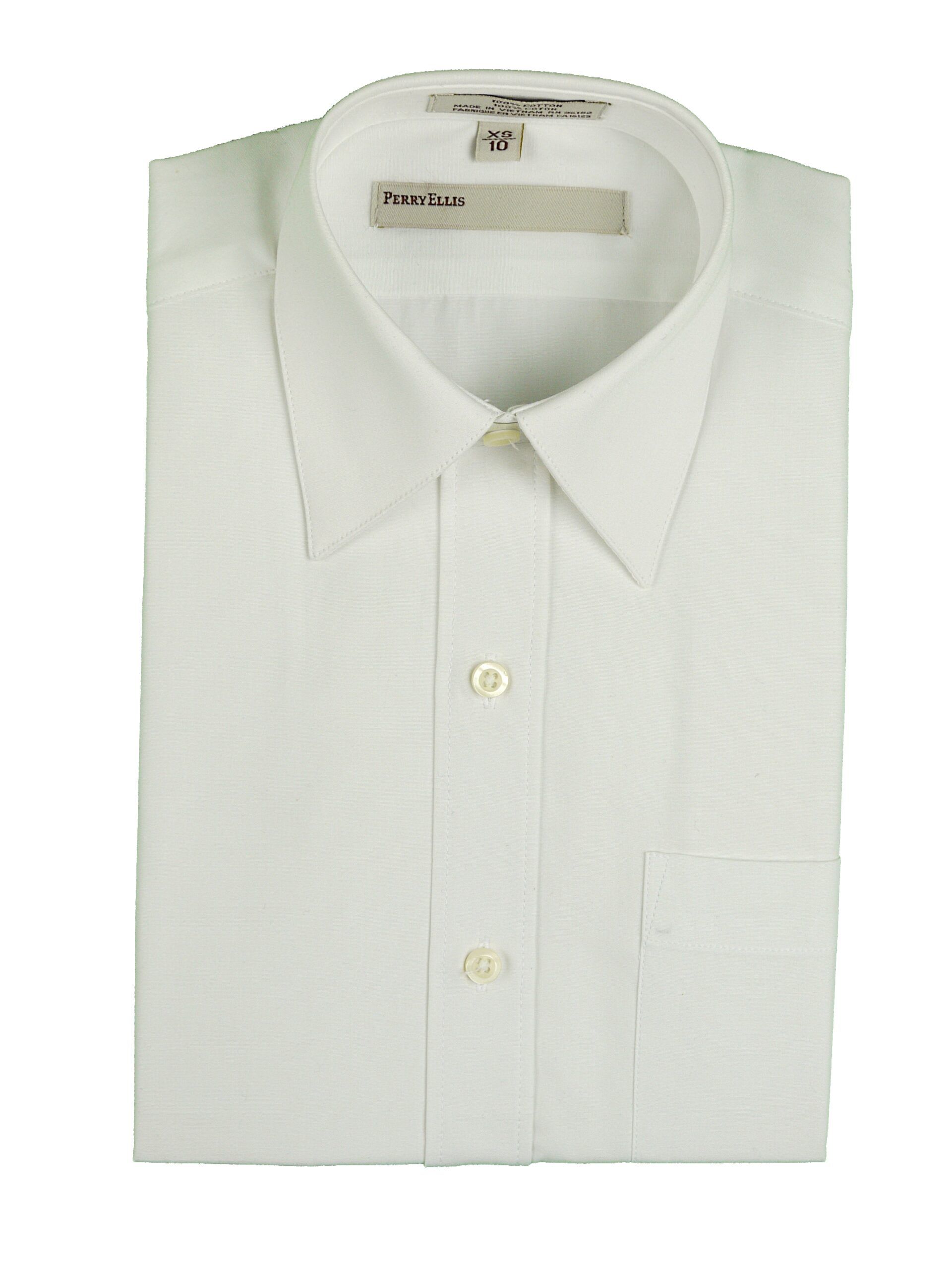 PERRY ELLIS Boys Classic Fit Long Sleeve White On White Dress Shirt Boytique