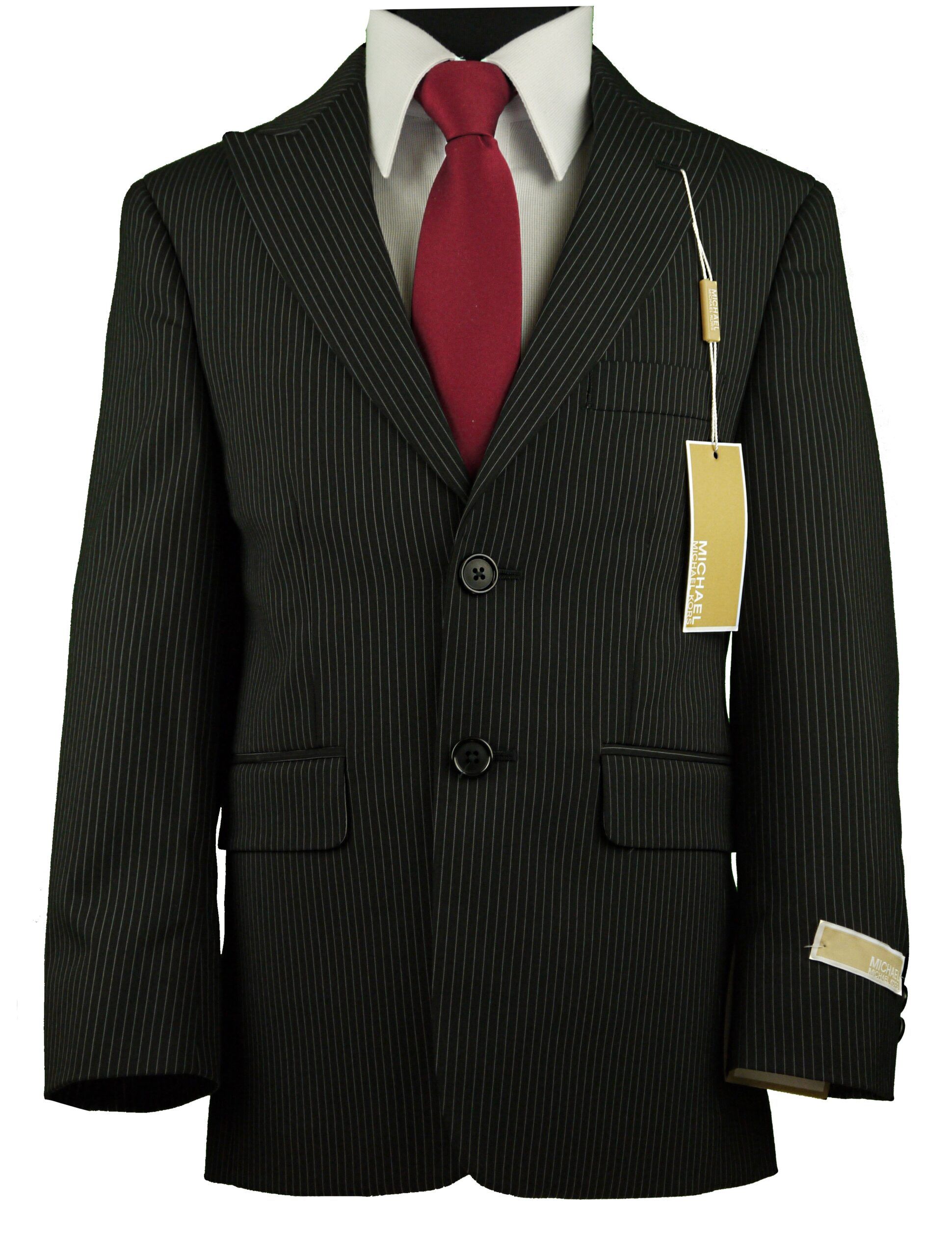 MICHAEL KORS Boys Classic Fit Black Stripe Suit Breastred Suit Boytique