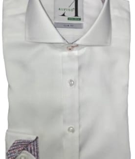 ALVISO BOYS SLIM FIT COTTON LONG SLEEVES CONTRAST DRESS SHIRT