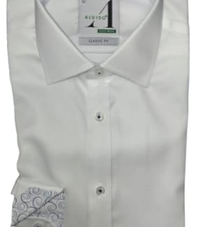 ALVISO BOYS CLASSIC FIT COTTON LONG SLEEVES CONTRAST DRESS SHIRT