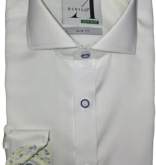ALVISO BOYS SLIM FIT COTTON LONG SLEEVES CONTRAST DRESS SHIRT