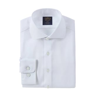 ALFA PERRY BOYS SLIM LONG SLEEVE 100% COTTON SOLID-TWILL WHITE DRESS SHIRT