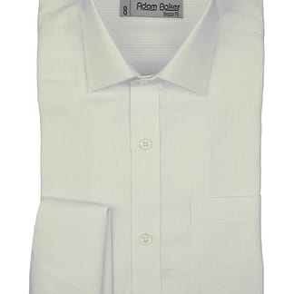 ADAM BAKER Boys White Tonal Stripe French Cuff Cotton Blend Dress Shirt