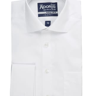 ADONIS Boys Slim Fit French Cuff Cotton Blend Wrinkle Free Twill Dress Shirt