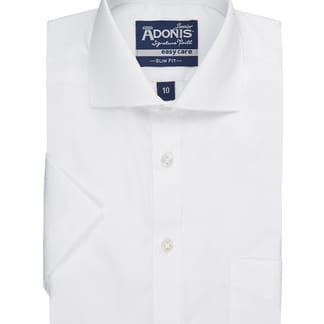 ADONIS Boys Slim Fit Short Sleeve Cotton Blend Wrinkle Free Solid Dress Shirt