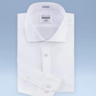 ADONIS BOYS STRETCH CLASSIC FIT LONG SLEEVE SOLID WHITE COTTON BLEND DRESS SHIRT