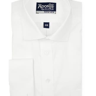 ADONIS Boys Twill Solid White Easy Care Cotton Blend French Cuff Dress Shirt