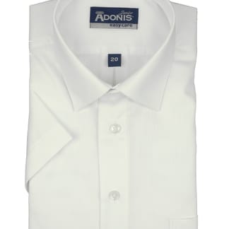 ADONIS Boys White Twin Stripe Cotton Blend Short Sleeve Dress Shirt