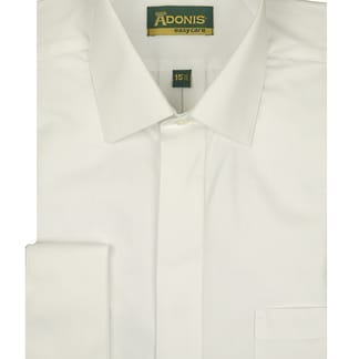 ADONIS Mens Classic Fit French Cuff White on White Cotton Blend Dress Shirt  - Boytique %