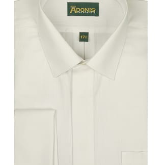 ADONIS Mens Classic Fit French Cuff Wrinkle Free Swiss Stripe White Dress Shirt