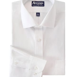ADONIS Mens Classic Fit Long Sleeve Solid White Cotton Blend Dress Shirt