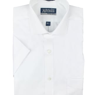 ADONIS Mens Short Sleeve Classic Fit Cotton Blend Ease-Care Solid Dress Shirt