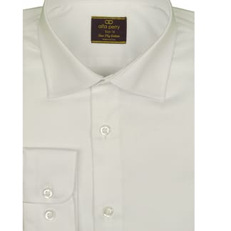ALFA PERRY Boys White Diamond Design Wrinkle Free Cotton Long Sleeve Dress Shirt