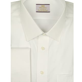 ALFA PERRY Mens Classic Fit French Cuff Non Iron Solid White Dress Shirt