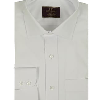 ALFA PERRY Mens Classic Fit Long Sleeve Solid White Dress Shirt