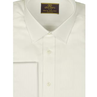 ALFA PERRY Mens Trim Fit French Cuff Textured White Dress Shirt - 2-Ply