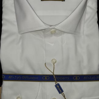 ALFA PERRY Mens White Diamond Design Long Sleeve MODERN FIT Cotton Dress Shirt