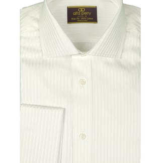 ALFA PERRY Mens White on White Slim Fit French Cuff Dress Shirt 100% Cotton  - Boytique %