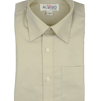 ALVISO Boys Chestnut Cotton Blend Wrinkle Free Long Sleeve Dress Shirt