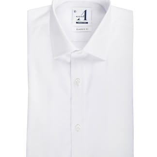 ALVISO Boys Classic & Husky Fit Solid White Cotton Blend Long Sleeve Dress Shirt
