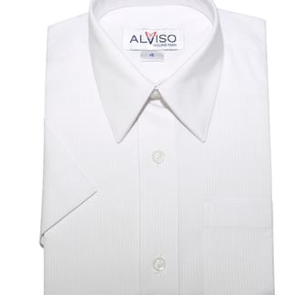 ALVISO Boys Classic & Husky White On White Short Sleeve Cotton Blend Dress Shirt