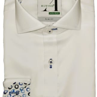 ALVISO BOYS HUSKY FIT LONG SLEEVE CONTRAST COTTON NON-IRON DRESS SHIRT- 4506