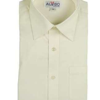 ALVISO Boys Ivory Cotton Blend Wrinkle Free Long Sleeve Dress Shirt
