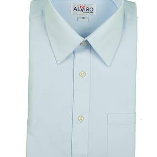 ALVISO Boys Sky Blue Cotton Blend Wrinkle Free Long Sleeve Dress Shirt