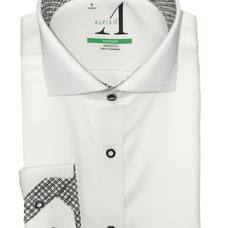 ALVISO BOYS SLIM FIT COTTON LONG SLEEVES CONTRAST DRESS SHIRT