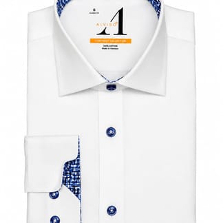 ALVISO BOYS SLIM FIT COTTON LONG SLEEVES CONTRAST DRESS SHIRT