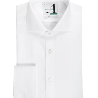 ALVISO BOYS SLIM FIT LONG SLEEVE COTTON BLEND SOLID WHITE DRESS SHIRT -  Boytique %