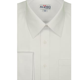 ALVISO Boys Solid White 100% Cotton French Cuff Dress Shirt