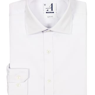 ALVISO BOYS SLIM FIT LONG SLEEVE COTTON BLEND SOLID WHITE DRESS SHIRT