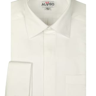 ALVISO Mens Classic Fit French Cuff Square Textured 100% Cotton Dress Shirt