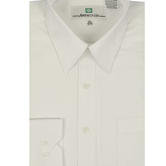 AMPACO Men White Long Sleeve Cotton Blend Dress Shirt