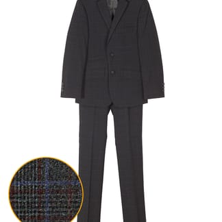 ANDREW MARC Boys Slim Fit Stretch Plaid Suit - charcoal