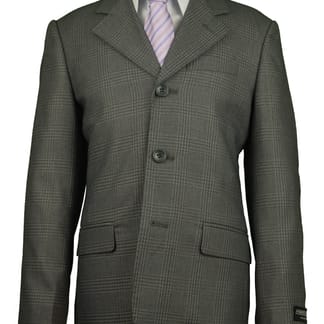 ARMANDO MARTILLO Boys Slim Fit Grey Plaid Suit - Adjustable Waist
