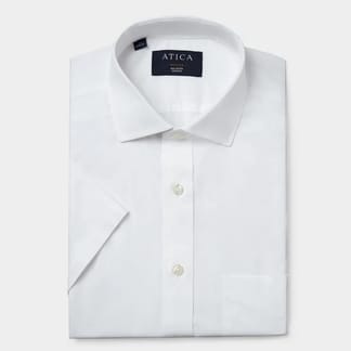ATICA BOSTON MENS CLASSIC FIT SHORT SLEEVE 100% COTTON NON-IRON WHITE SHIRT