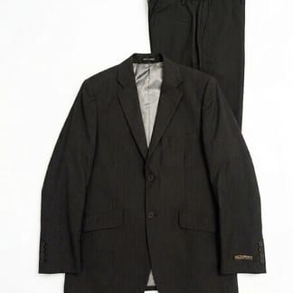 AZZURRO Boys Black Pinstripe Suit Flat Front Adjustable Waist Pant Suit