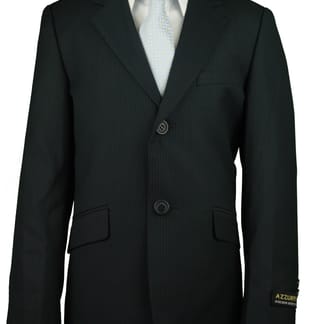 AZZURRO Boys Classic Fit Navy Pinstripe Suit - Adjustable Waist Pants