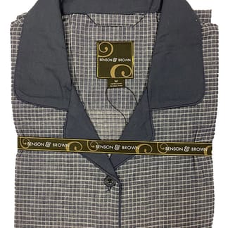 BENSON & BROWN Mens 100% Cotton Wrinkle Free Button Down Pajama Set - #52