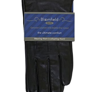 BLOOMFIELD Mens Luxurious Rabbit Fur Lined Leather Gloves
