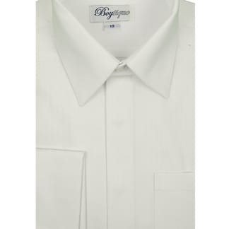 BOYTIQUE Boys White on White 100% Cotton French Cuff Dress Shirt