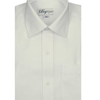 BOYTIQUE Boys White on White Cotton Blend Long Sleeve Dress Shirt