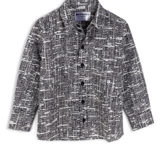 BUTTONUP BY IKIPPAH Boys Long Sleeve Black White Grid Design Cotton Dress Shirt