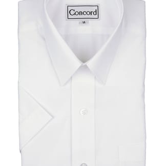 CONCORD Boys Solid White Wrinkle Free Cotton Blend Short Sleeve Dress Shirt